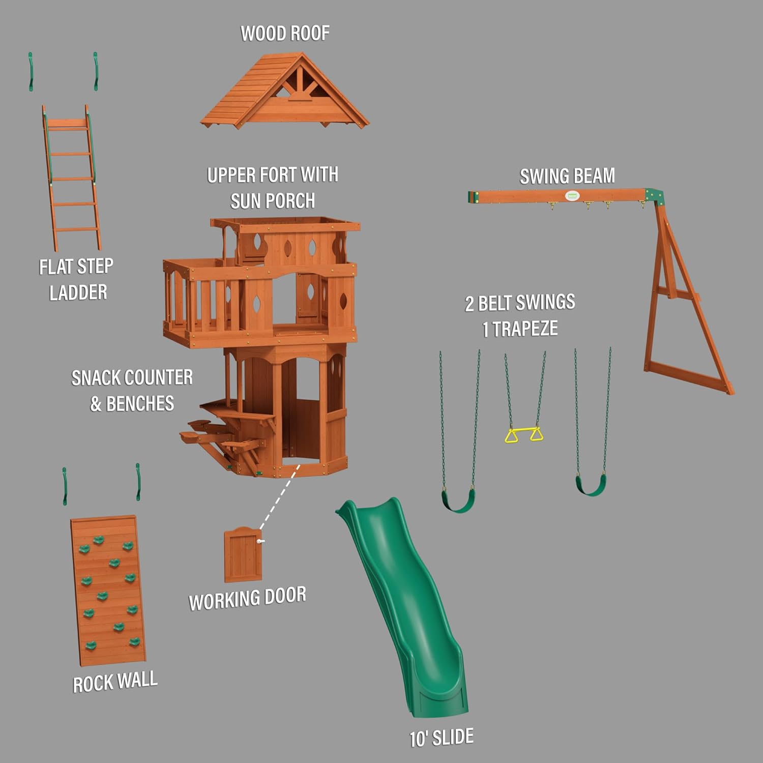 Backyard Discovery Woodland All Cedar Wood Playset Swing Set N513