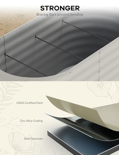 4x2x2Ft Oval Galvanized Steel Raised Garden Bed - Outdoor Metal Planter Box for Vegetables, Flowers, Herbs L43315