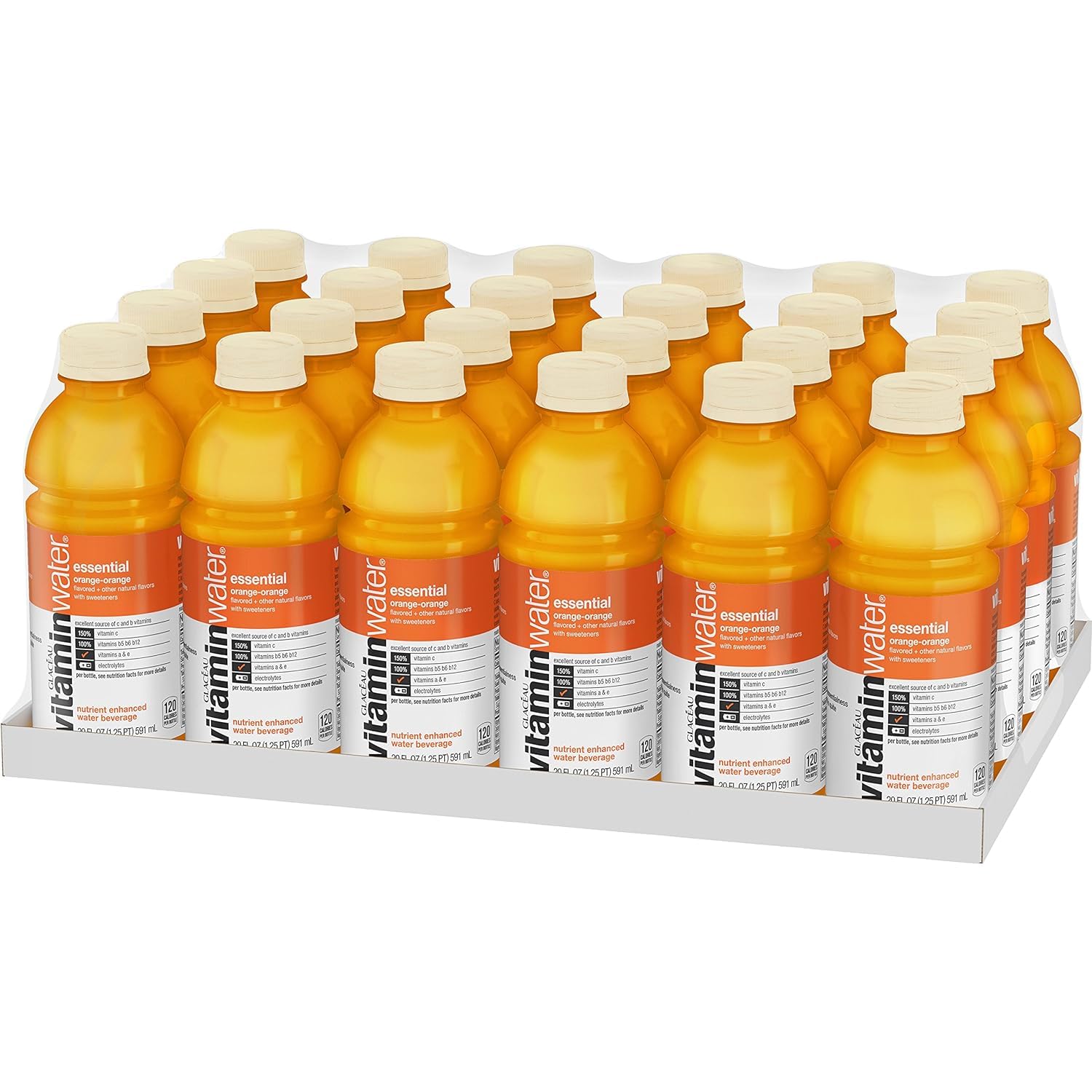 vitaminwater essential electrolyte enhanced water w/vitamins, orange-orange drinks, 20 fl oz, 48 Pack