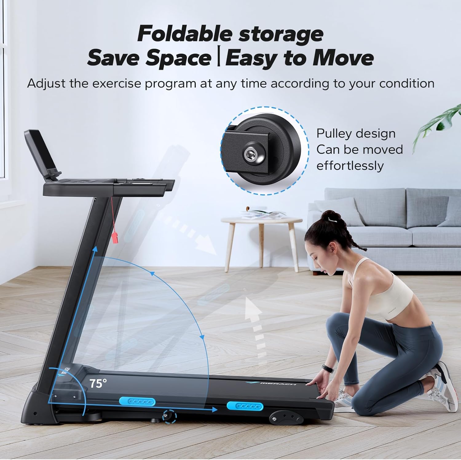 MERACH Foldable 2 in 1 Treadmill with 6% Incline for Home P367