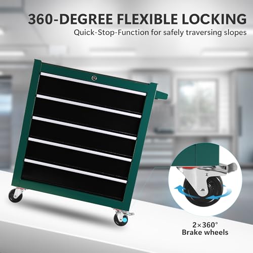 5-Drawer Rolling Tool Chest with Brake Casters, Black E95317
