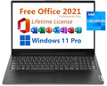 Lenovo V15 G2 Laptop, 15.6" FHD Display, Free Microsoft Office 2021 with Lifetime License, Dual-core Intel Celeron N4500, 8GB RAM, 256GB SSD, Ethernet, 6.5 Hours Battery Life, Windows 11 Pro, Black