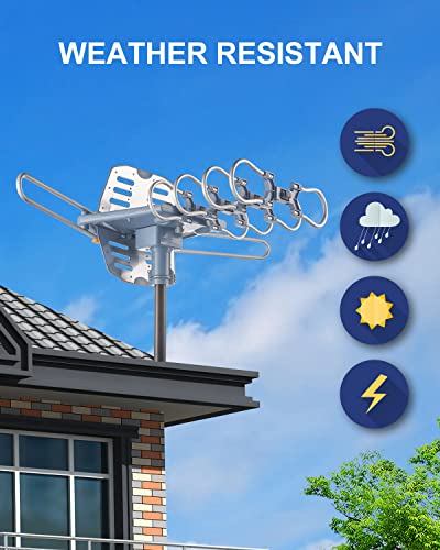 Outdoor TV Antenna Amplified HDTV 60 ft Coax Cable 150 Mile Range 4K 1080P L90927