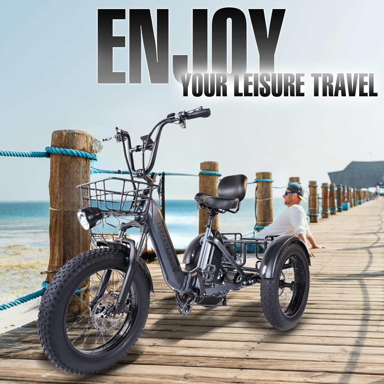Electric Trike Adults 750W 20" Fat Tire 3 Wheel Electric Bike with Dual Removable Batteries U110