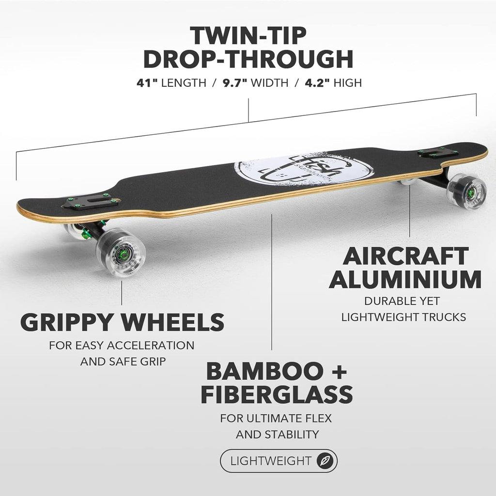 Long Board Skateboard for Adults Teens Kids Complete Cruiser 41 with High-Speed Bearings & T-Tool T8861