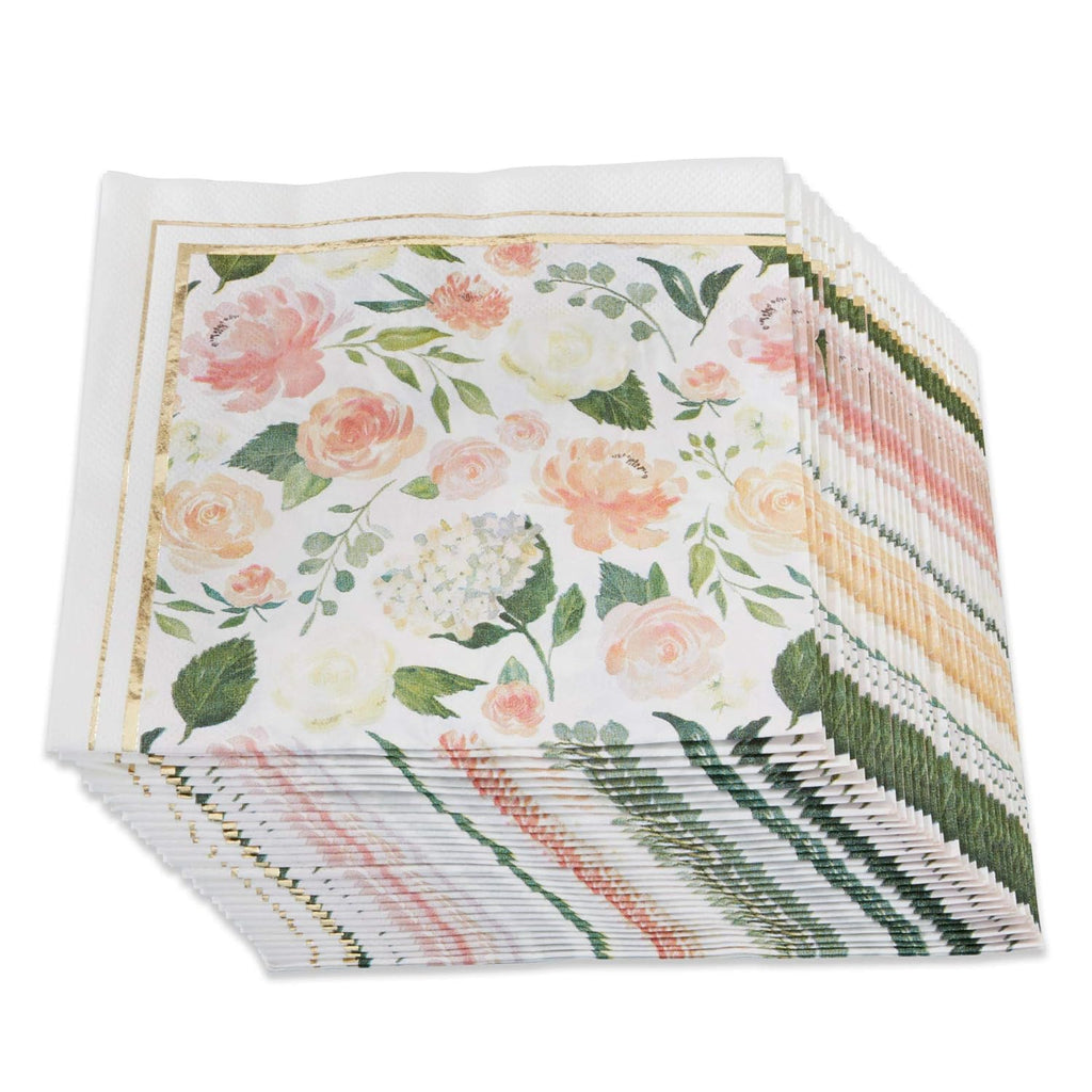 Kate Aspen Pink Floral Paper Plates and Cocktail Napkins G38892