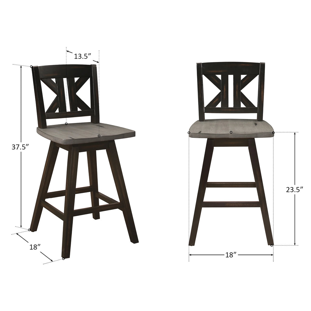 Lexiconhome Amsonia Wood Swivel Counter Stool, Black T31737