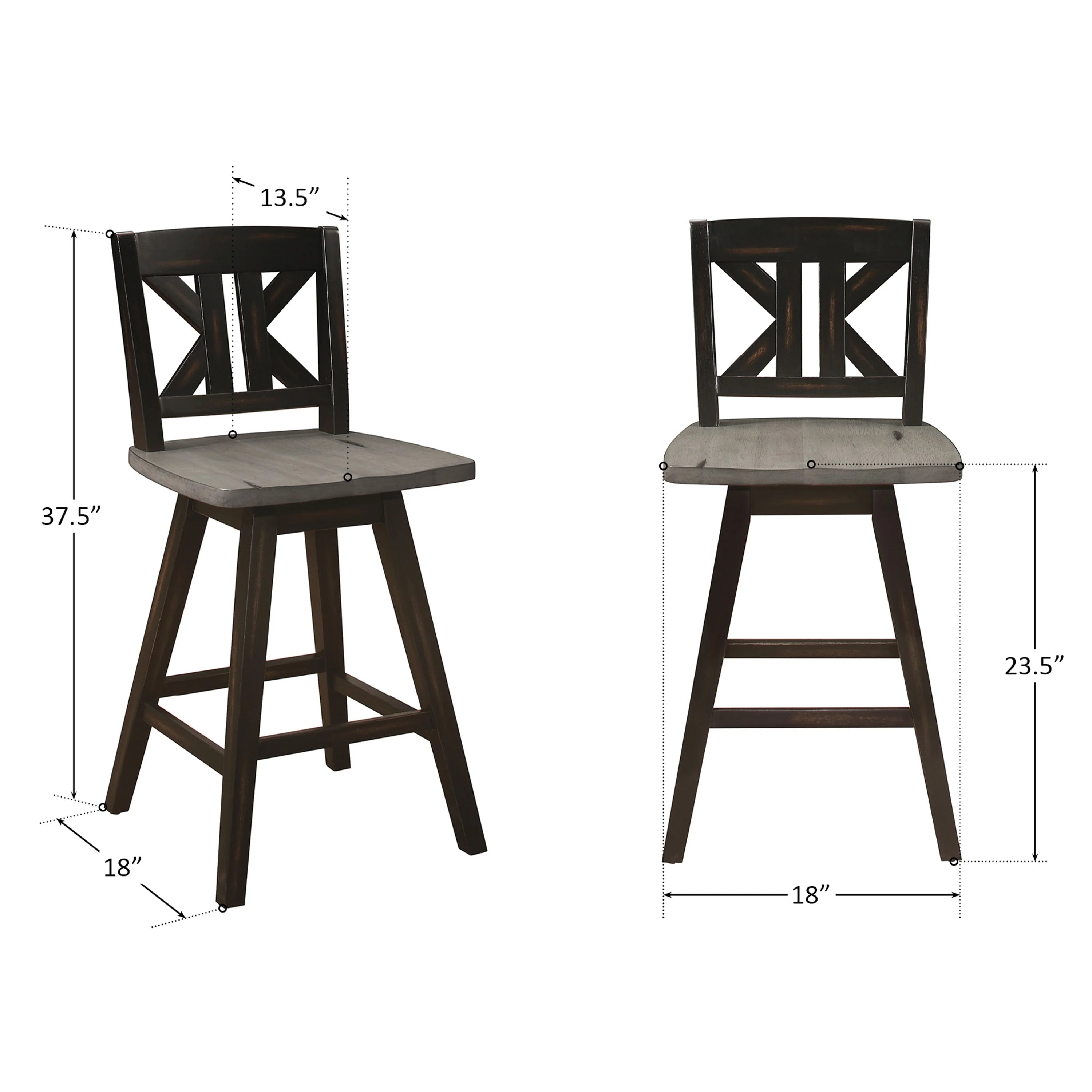 Lexiconhome Amsonia Wood Swivel Counter Stool, Black T31737