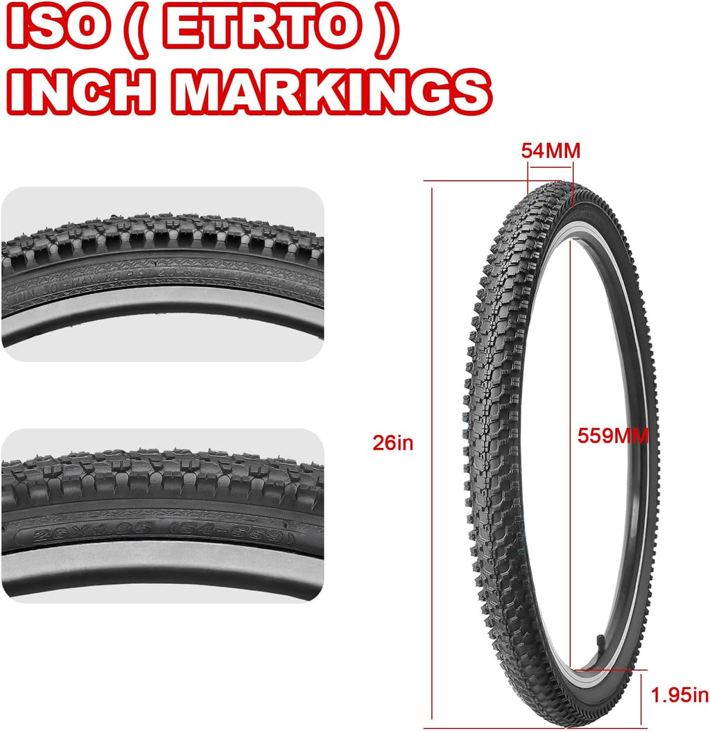 26 inch Bike Tires 26"x1.95" Folding Replacement for Mountain Bike with Tubes and Tire Levers G820130