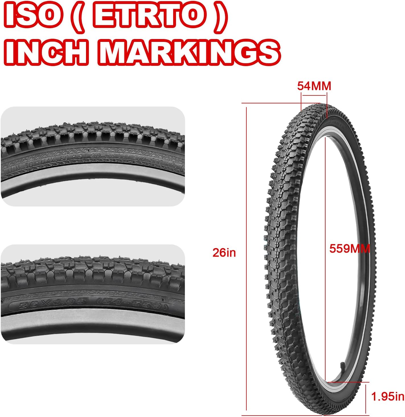 26 inch Bike Tires 26"x1.95" Folding Replacement for Mountain Bike with Tubes and Tire Levers G820130