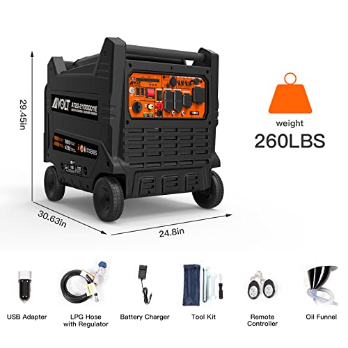 AIVOLT 8000W Dual Fuel Portable Inverter Generator, Gas Propane, Electric Start, RV Ready F63979