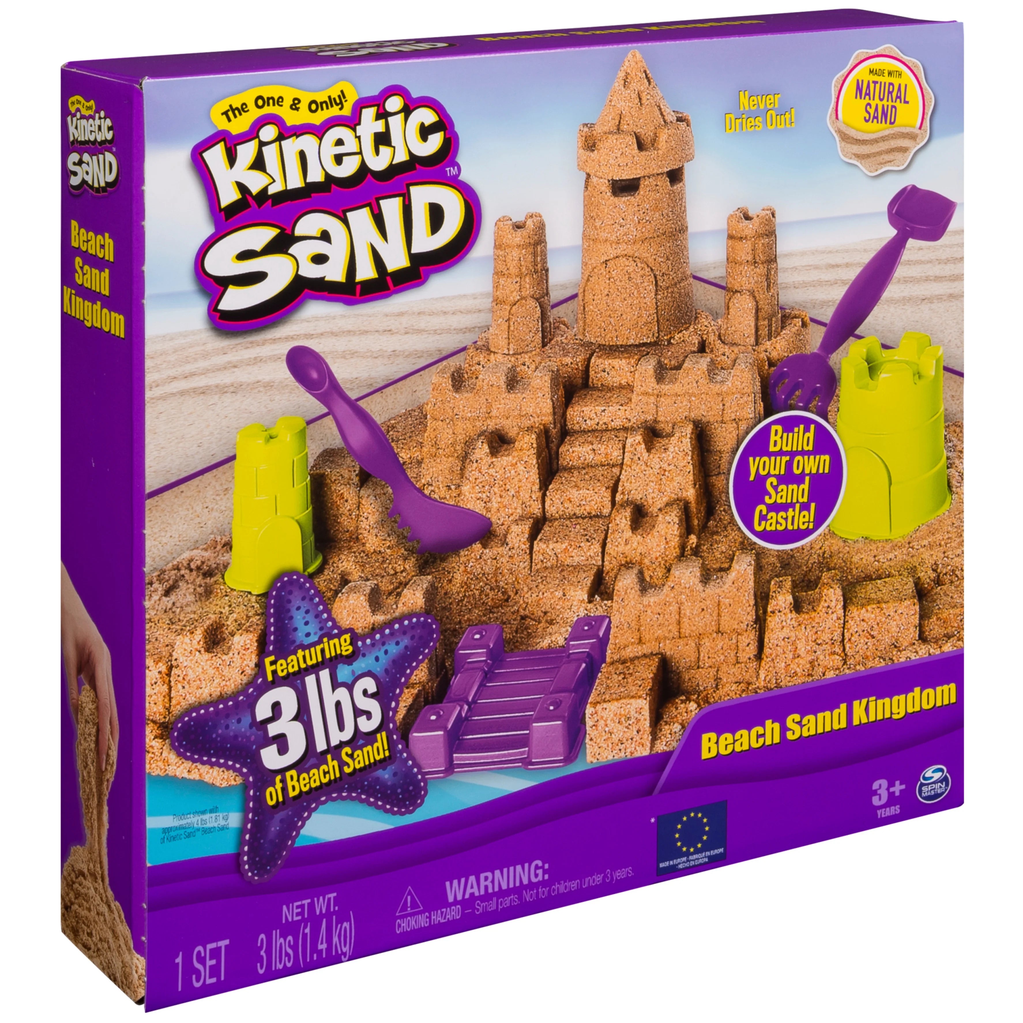 Kinetic Sand Beach Sand Kingdom Playset with 3lbs Sand, Molds and Tools E487