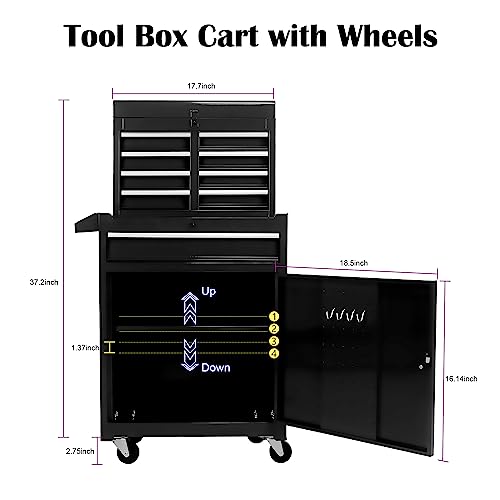 5-Drawer Rolling Tool Cart with Wheels, Black V51953