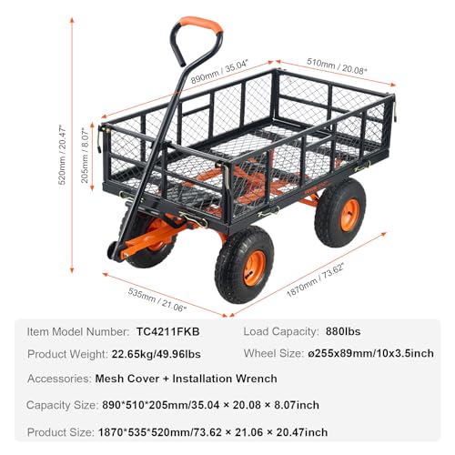 VEVOR 400lbs Steel Garden Dump Cart with Removable Sides Z97756