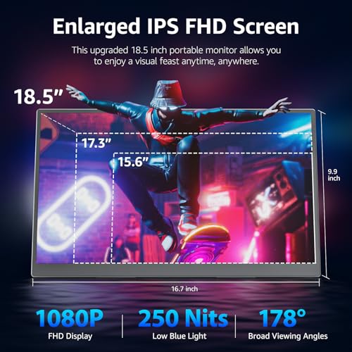Portable Gaming Monitor 18.5" 1080P 100Hz USB-C HDMI for Laptop Xbox PS5 Switch X13368