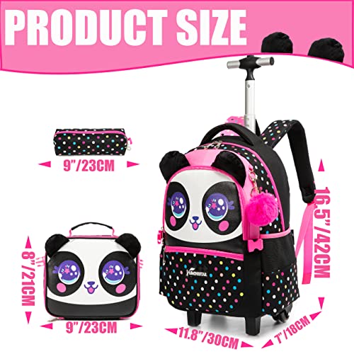 Girls Rolling Backpack with Wheels for Elementary Students T970