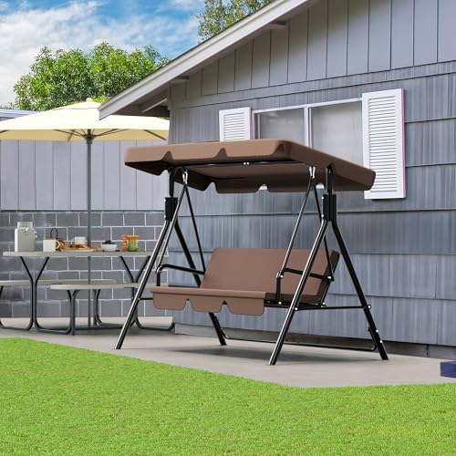 YITAHOME Outdoor Patio Swing Chair 3 Person with Adjustable Canopy, Black P266