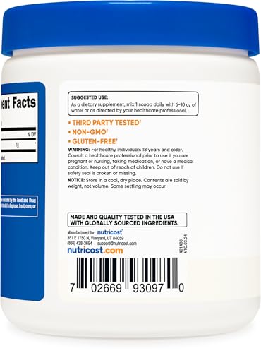 Nutricost Acetyl L-Carnitine (ALCAR) Powder, 250 Grams B99596