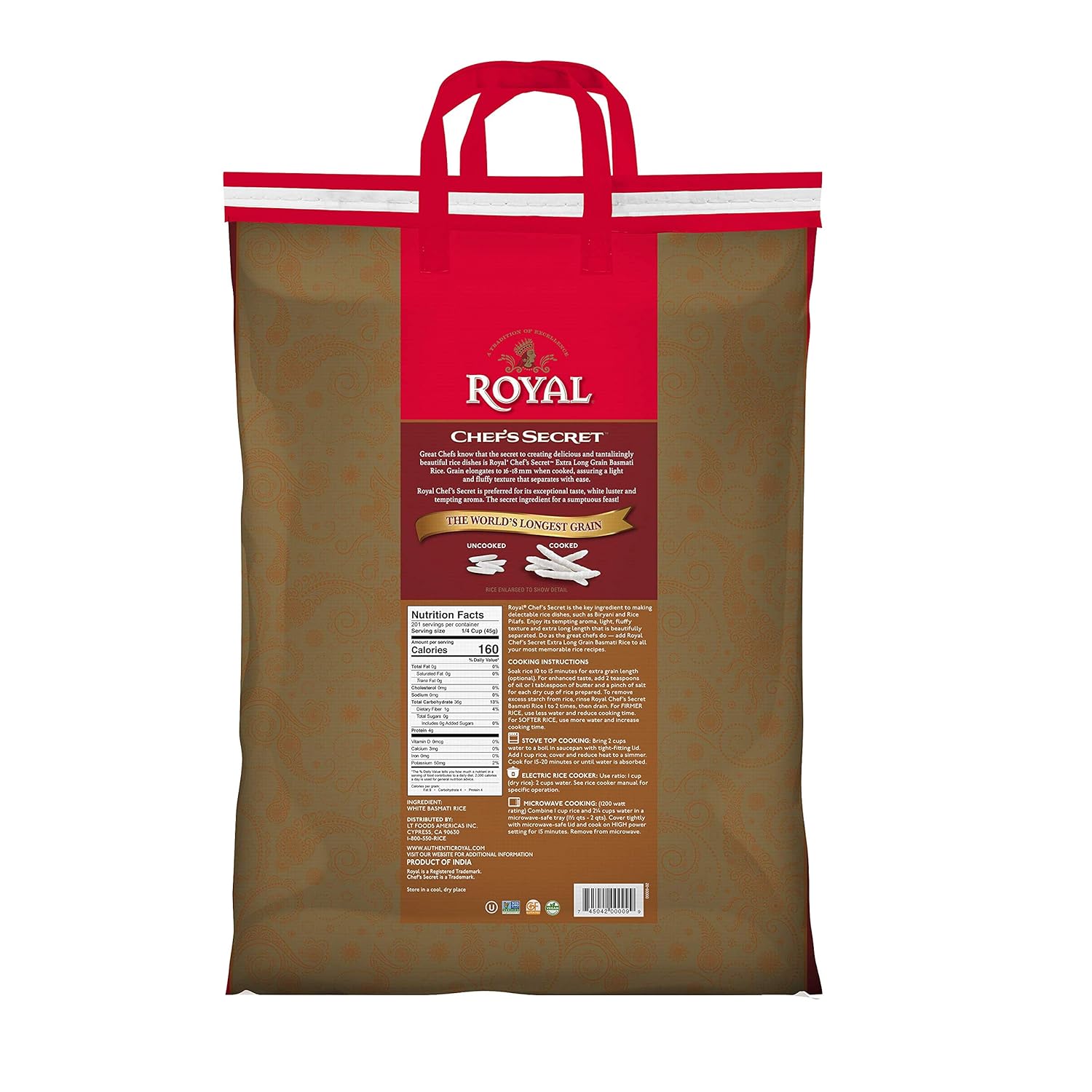 Royal Chef's Secret Extra Long Basmati Rice, 320 Ounce U60496