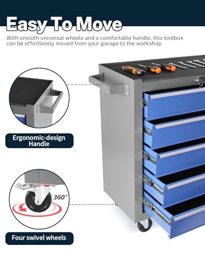 5-Drawer Rolling Tool Chest with Brake Casters, Black E95317