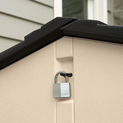 Rubbermaid Slide-Lid Resin Outdoor Storage Shed, 5 x 6.5 Ft, Beige/Brown U109