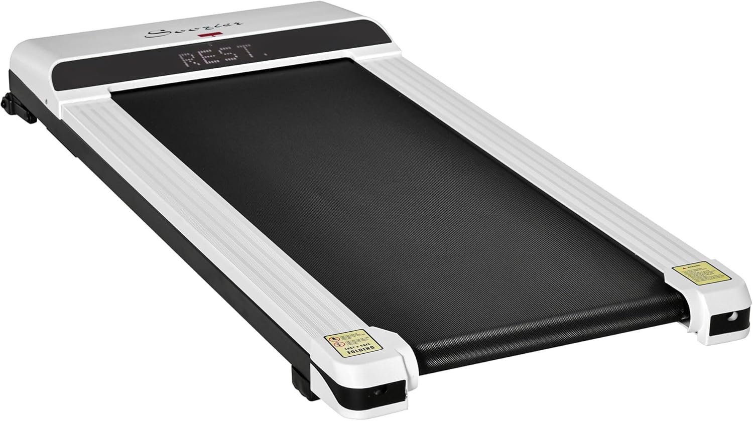 Soozier Under Desk Treadmill, Portable Walking Pad, Walking Jogging Machine with Foldable Wheels, LED Display, Remote Control, 264 lbs Weight Capacity, White