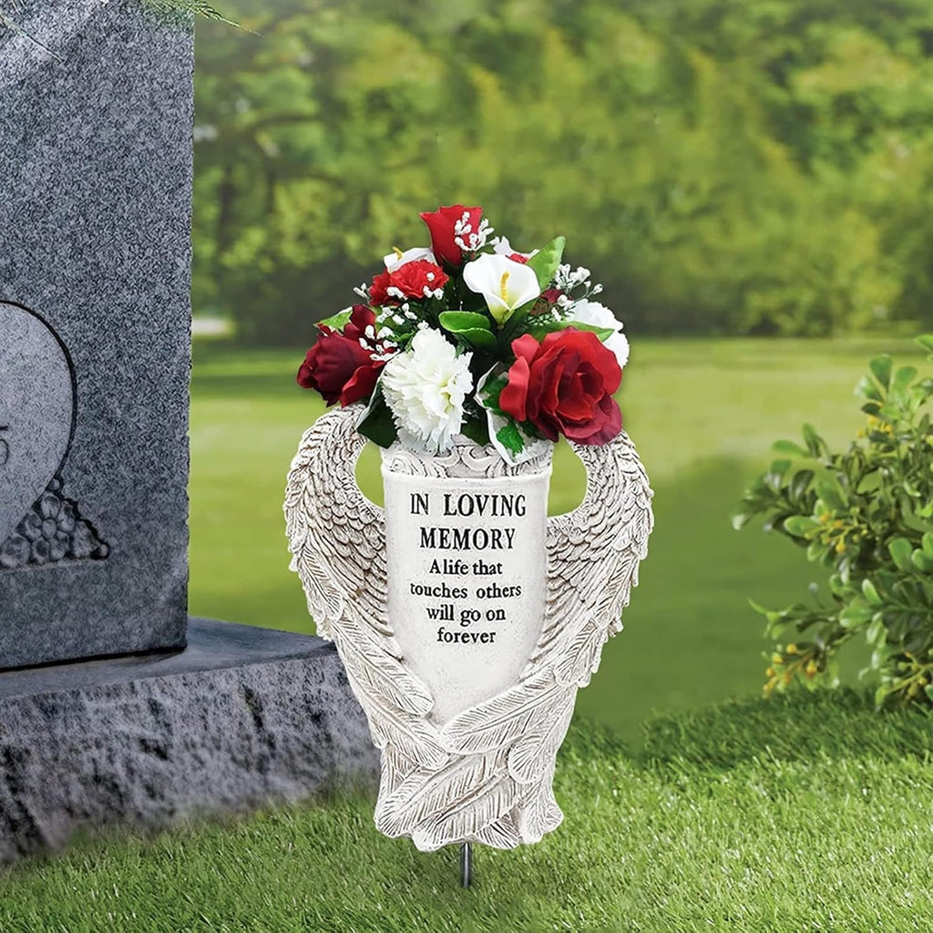 Grave Vase with Angel Wings for Cemetery Memorial Decorations G432645