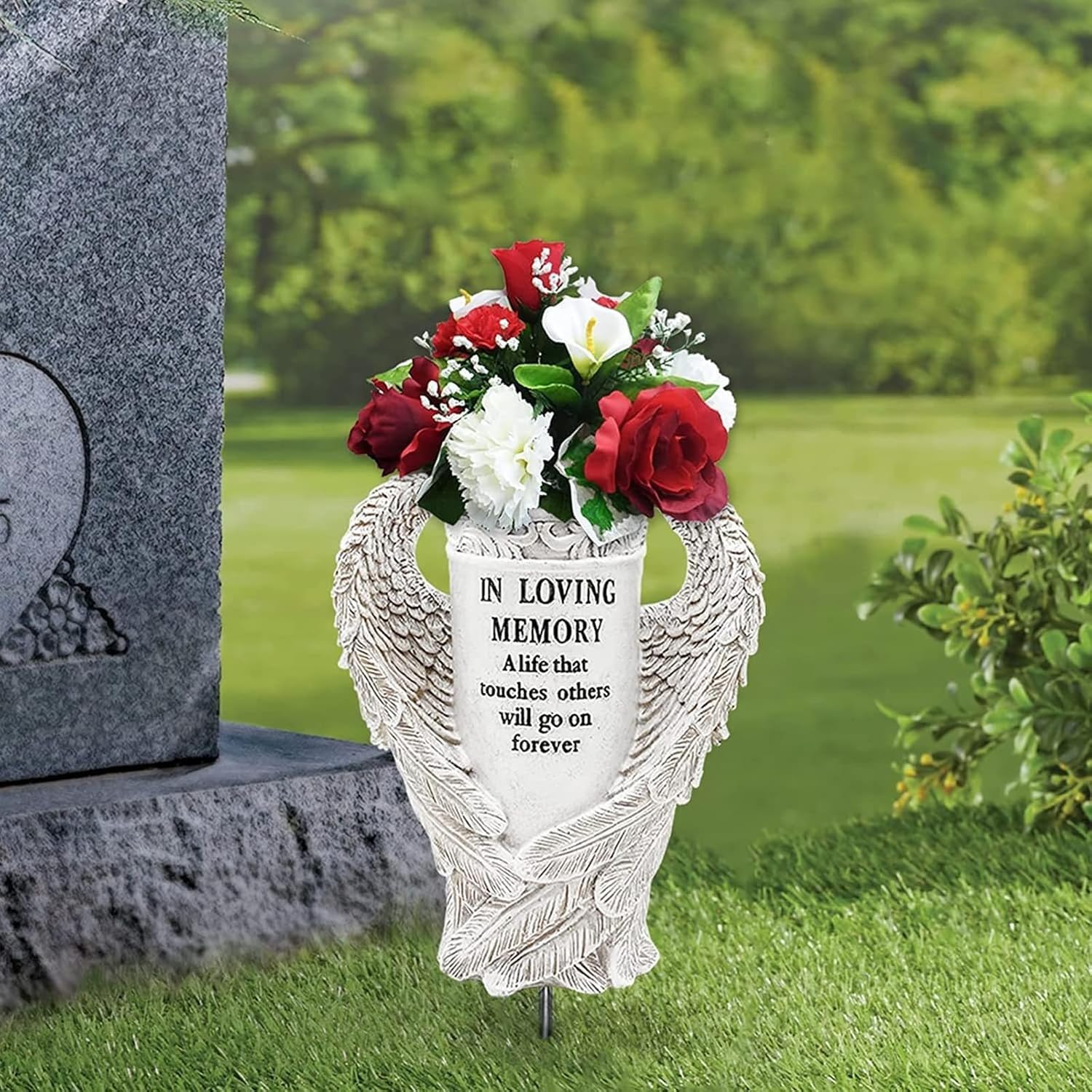 Grave Vase with Angel Wings for Cemetery Memorial Decorations G432645