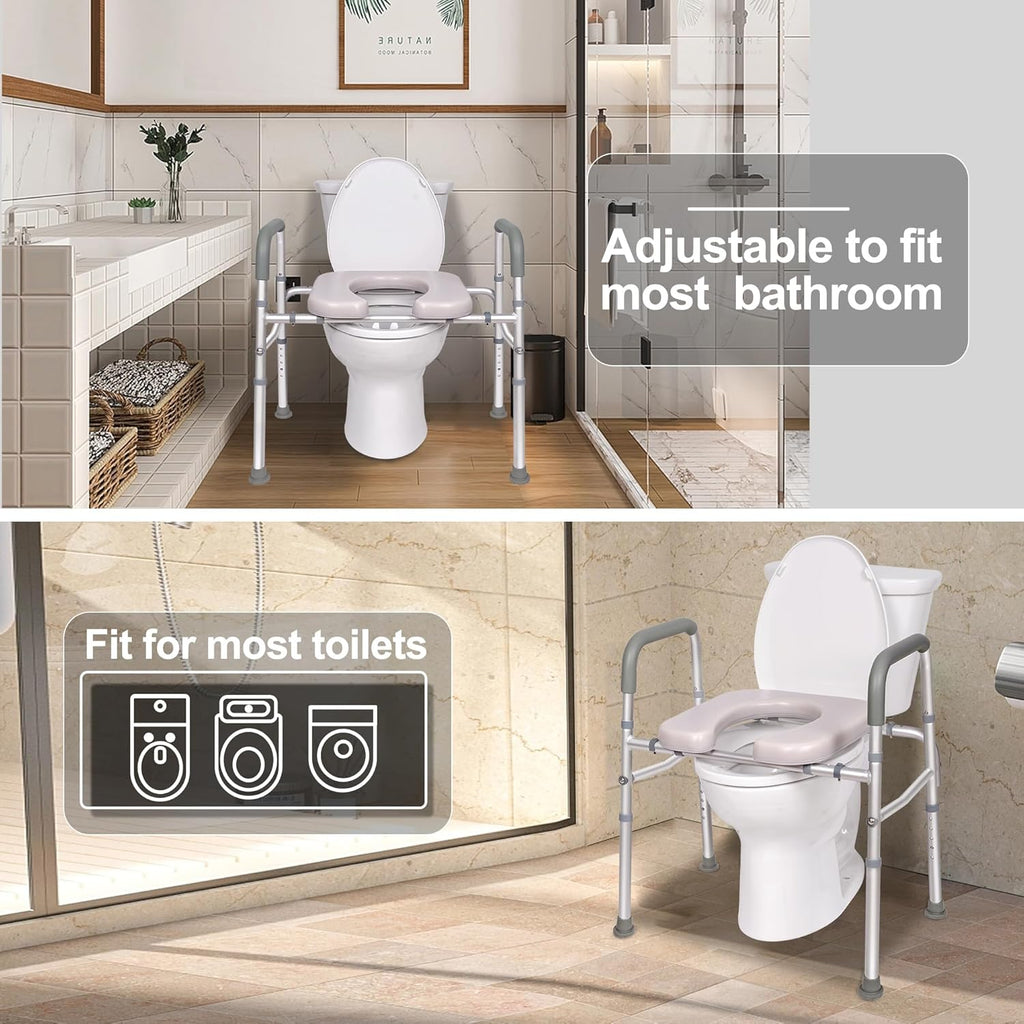 Raised Toilet Seat with Handles, Width Adjustable, 400 lbs Capacity for Seniors Z64238