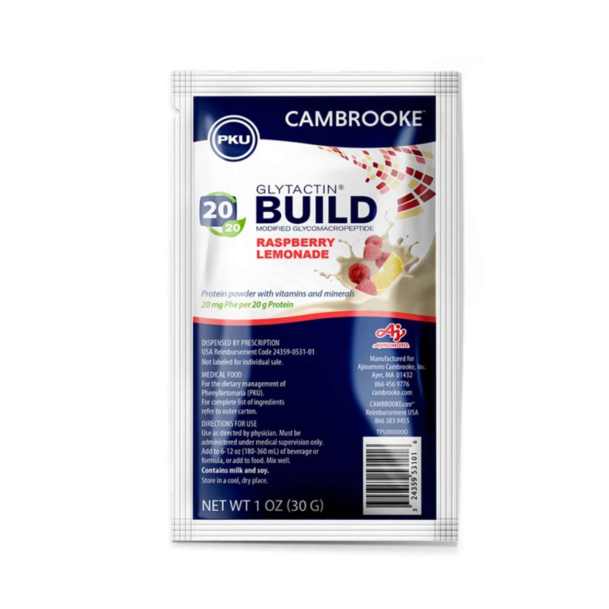 Glytactin Build 20/20 Glycomacropeptide (GMP) Medical Food for the Dietary Management of PKU, Raspberry Lemonade Flavor (EA/1)