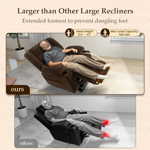Large Power Lift Recliner for Elderly with Heat and Massage, Dark Brown P13635