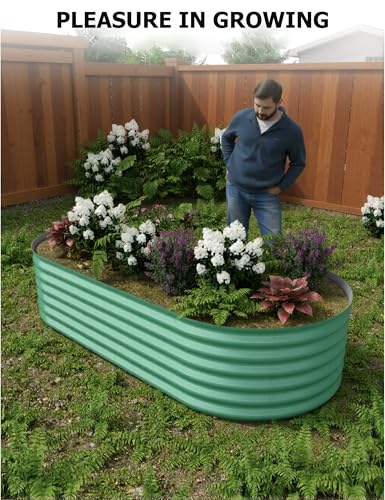 4x2x2Ft Oval Galvanized Steel Raised Garden Bed - Outdoor Metal Planter Box for Vegetables, Flowers, Herbs L43315