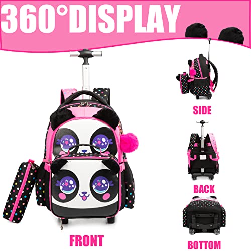 Girls Rolling Backpack with Wheels for Elementary Students T970