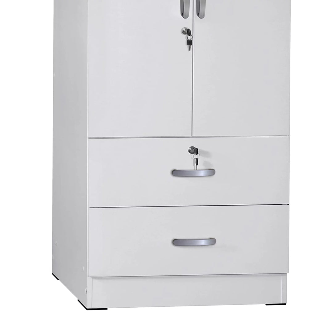 Grace Wood 2-Door Wardrobe Armoire with 2-Drawers White J3816