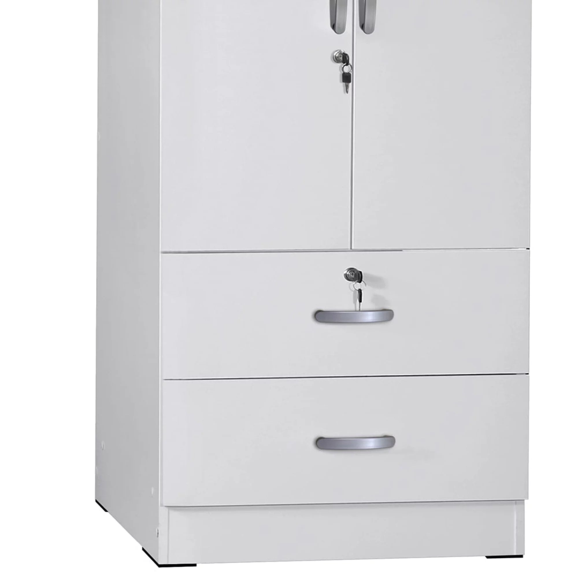 Grace Wood 2-Door Wardrobe Armoire with 2-Drawers White J3816