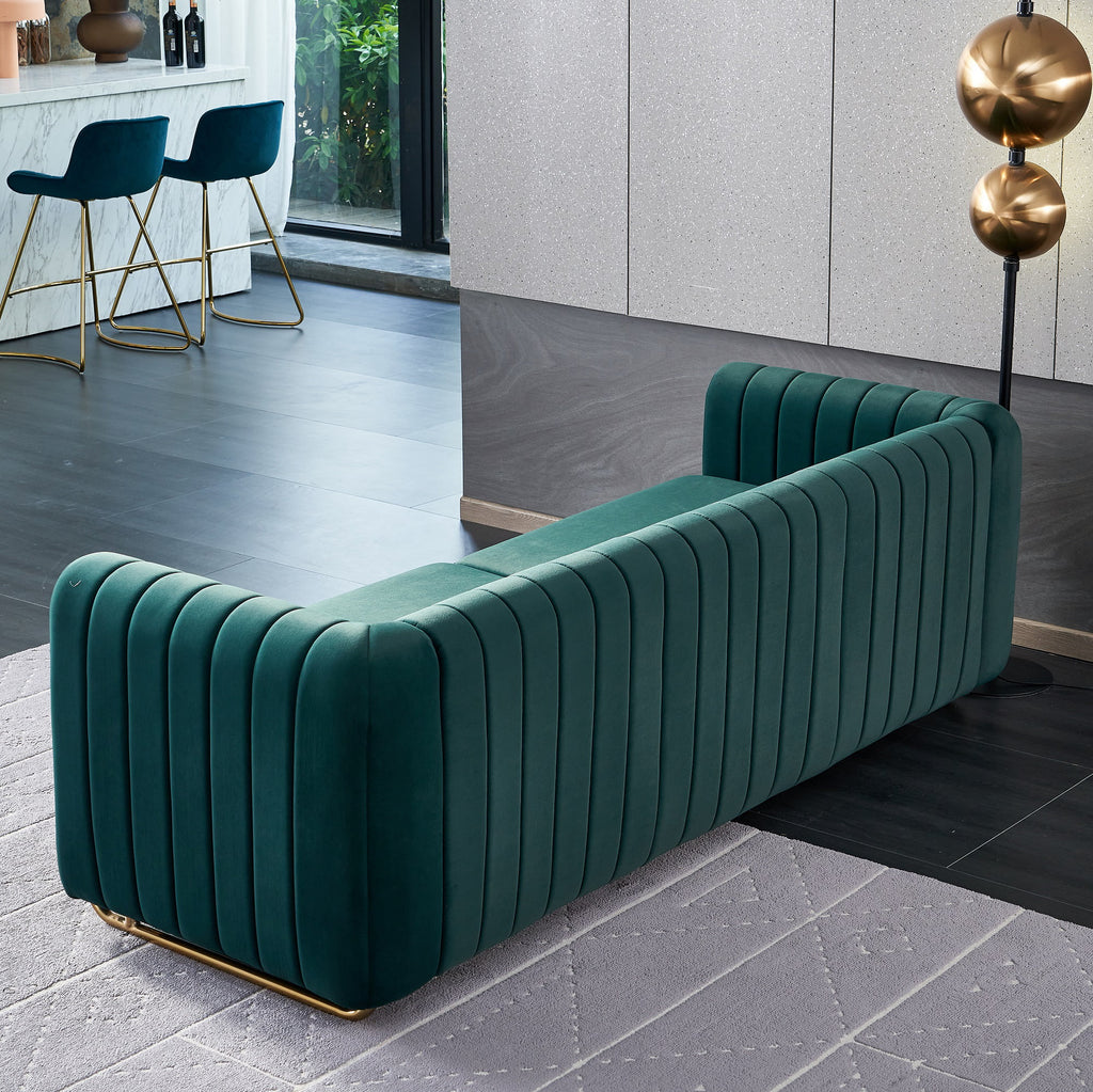 Tufted Velvet Sofa Couch for Living Room, 84 Inches, Green Y148