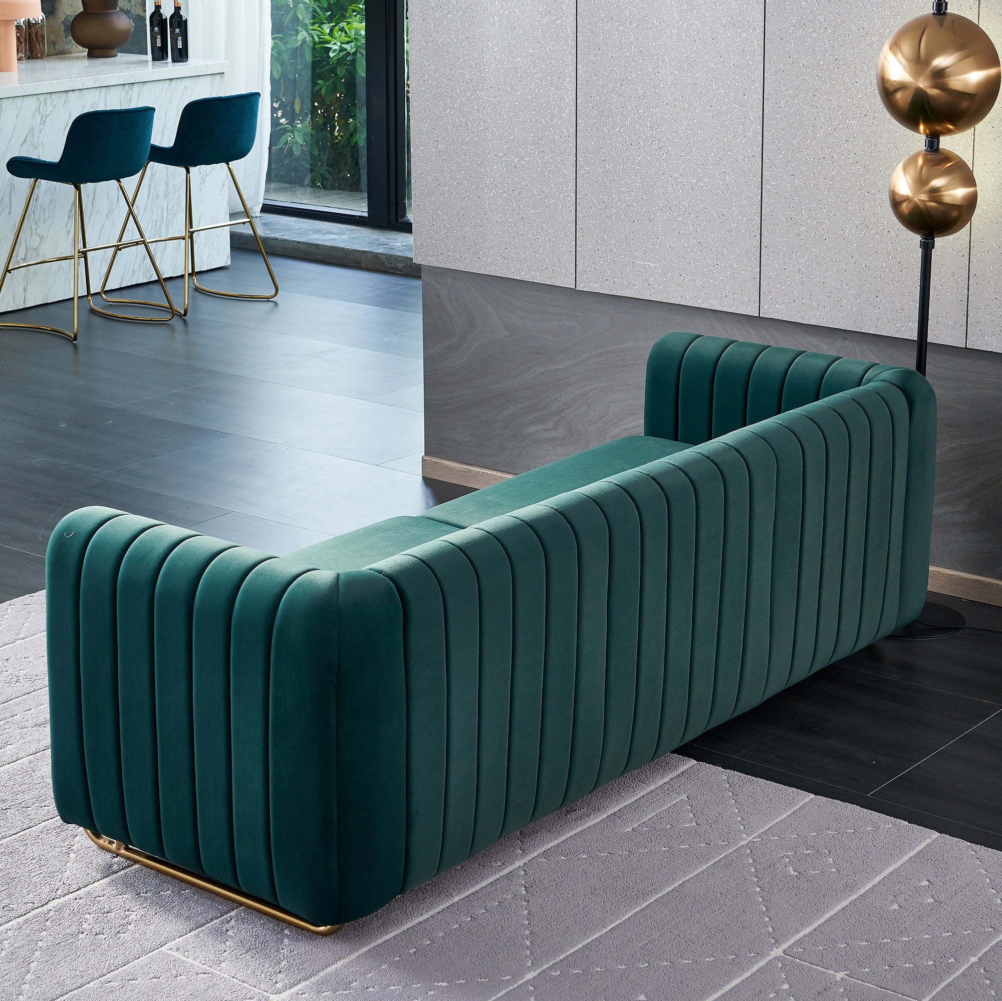 Tufted Velvet Sofa Couch for Living Room, 84 Inches, Green Y148