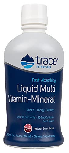 Trace Minerals | Liquid Multi Vitamin-Mineral | B Vitamins, Antioxidants, Full Spectrum Ionic Daily Energy | Supports Hair, Skin, & Nails | Natural Berry | 30 servings, 30 fl oz