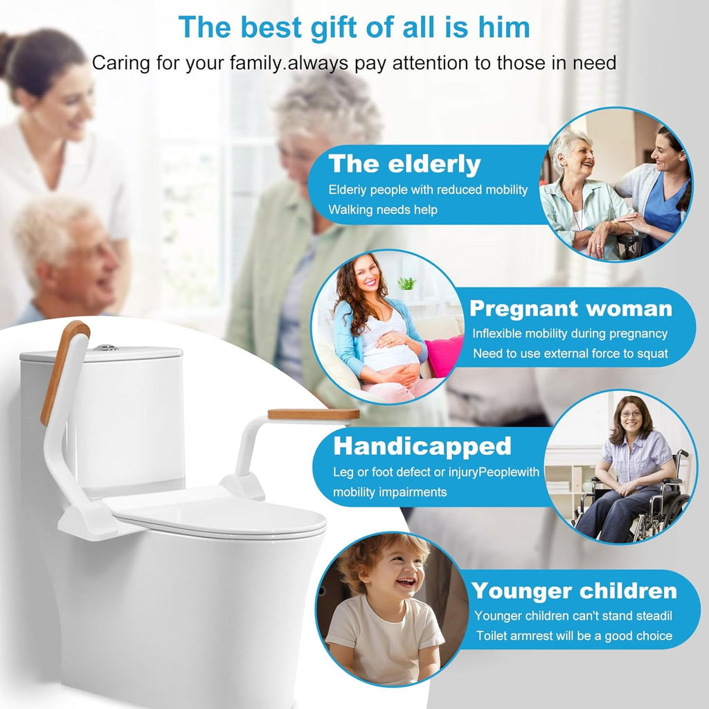 Toilet Safety Rails for Elderly with Foldable Handles, Adjustable Height and Width P354