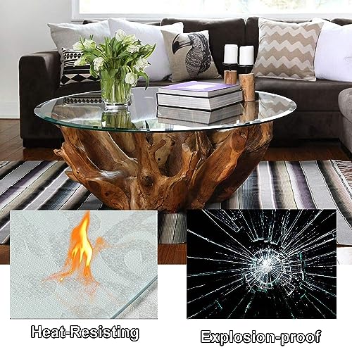 SAGIDAR Round Tempered Glass Table Top, Clear, 16-36 Inch I773034