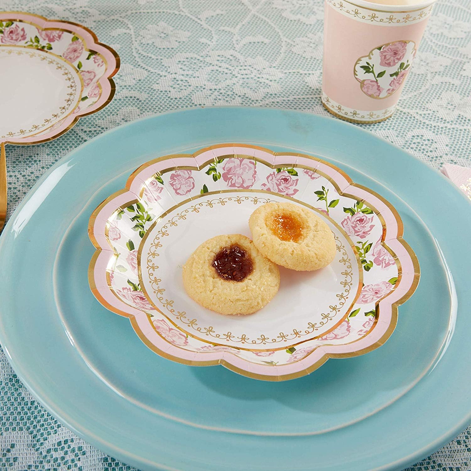 Kate Aspen 32 Pcs Floral Paper Plates, 7 Inch, Pink P4375