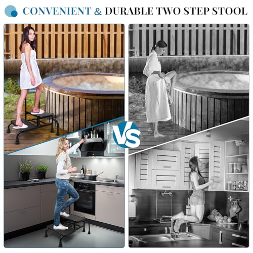 2 Step Stool with Handle for Elderly, Heavy Duty Medical Step Stool with 5 Legs K9980