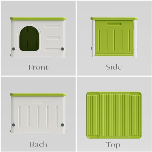 Stackable Plastic Cat House for Outdoor Indoor Use, Green M770