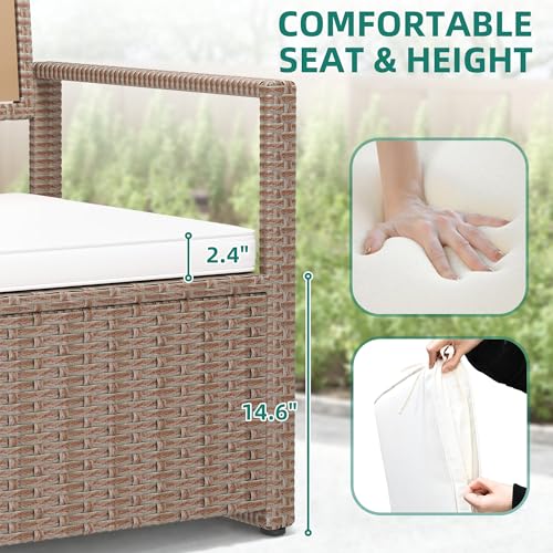 YITAHOME 90 Gallon Outdoor Wicker Storage Bench with Cushion, Black & Beige K940826