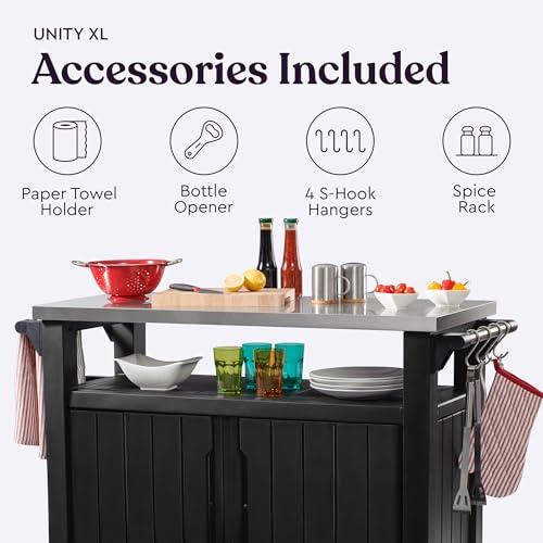 Keter Outdoor Rolling Table Cart with Wheels, Dark Brown V22486