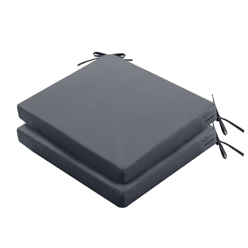 Outdoor Chair Cushions Set of 4, Waterproof Patio Seat Cushions with Ties, Black A5741