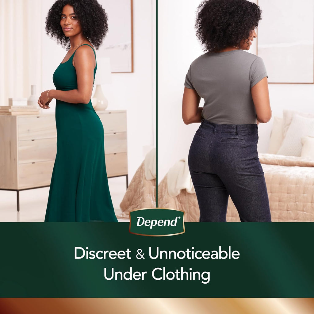 Depend Silhouette Maximum Absorbency Women’s Incontinence Underwear, Large, Pink, 12 Count (Pack of 2) F3369