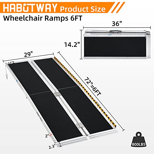 HABUTWAY 6ft Portable Wheelchair Ramp with Support Legs, 800Lbs Capacity S588178