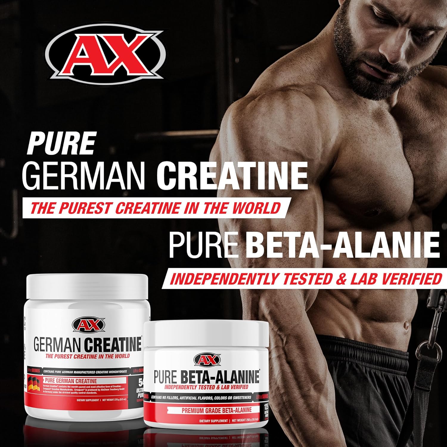 AX Pure Creapure Creatine Monohydrate 270g and Beta Alanine Powder 250g H249