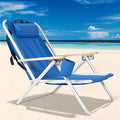 Backpack Beach Chair for Adults, Folding Beach Chair with 4 Positions, Portable Lightweight Beach Chair with Cup Holder and Storage Pouch for Beach, Camp, Outdoor, Heavy Duty 220 Lbs Capacity, Blue